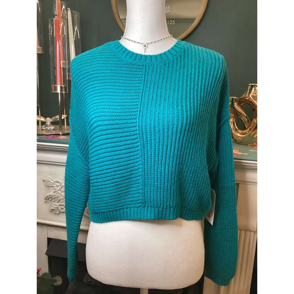 Billabong‎ Cropped Sweater Women Small Emerald NWT Ribbed Cro